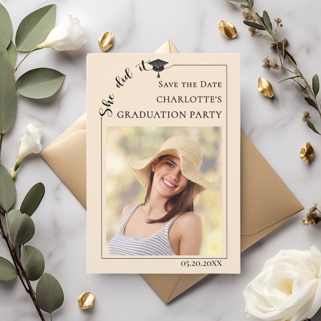 Photo Champagne Graduation party Save the Date (Von Creator hochgeladen)