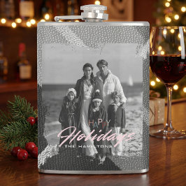 Photo christmas Happy Holiday vinyl wrapped Flask Flachmann
