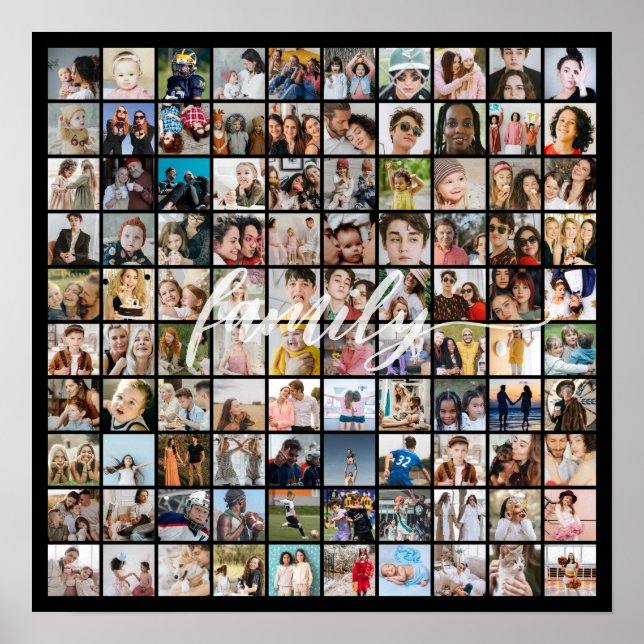Photo Collage 100 Pictures Square Grid Poster (Vorne)