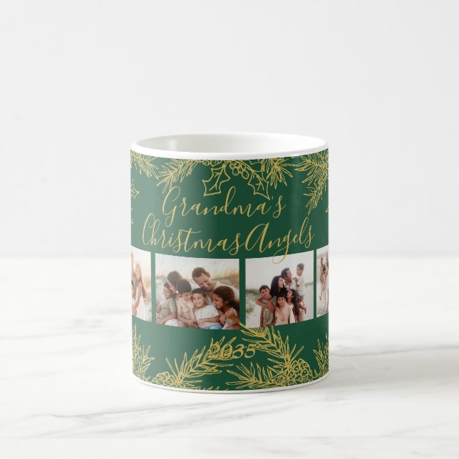 Photo Collage Custom Elegant Grandma's Christmas  Kaffeetasse (Mittel)