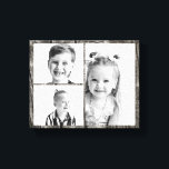 Photo Collage Dark Wood  Leinwanddruck<br><div class="desc">Photo Collage.  3 photos.  Customize.  Black Wood Background.  Black and white photo used in this image.</div>