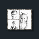 Photo Collage Dark Wood Leinwanddruck<br><div class="desc">Photo Collage. 3 photos. Customize. Black Wood Background. Black and white photo used in this image.</div>