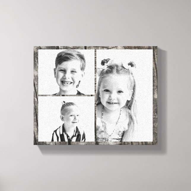 Photo Collage Dark Wood  Leinwanddruck (Vorderseite)