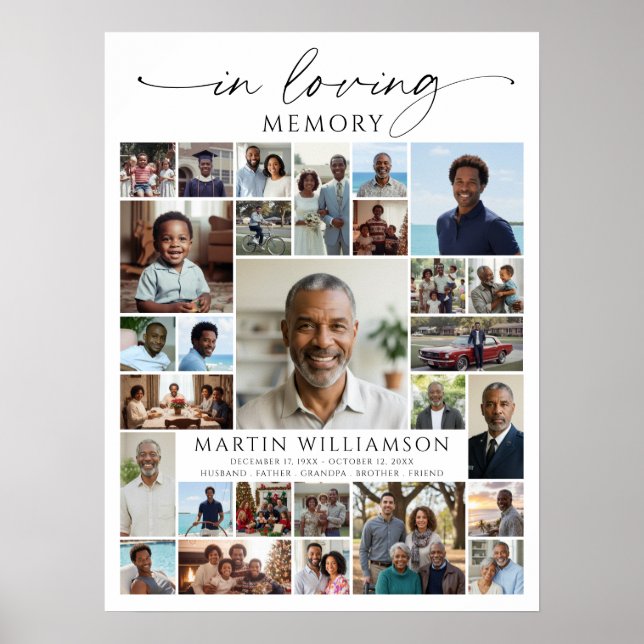 Photo Collage Funeral Celebration of Life Welcome Poster (Vorne)