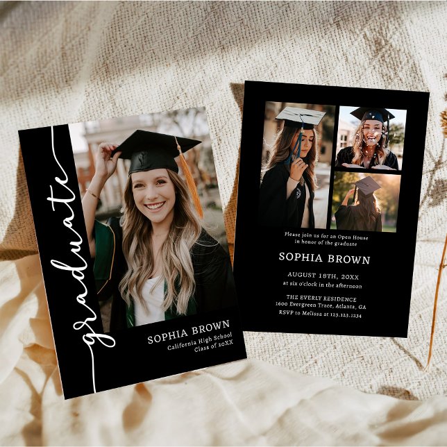 Photo Collage Graduate Graduation Party Invitation Einladung (Von Creator hochgeladen)