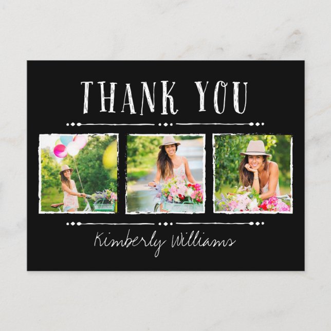 Photo Collage Graduation Thank You Postcards Postkarte (Vorderseite)