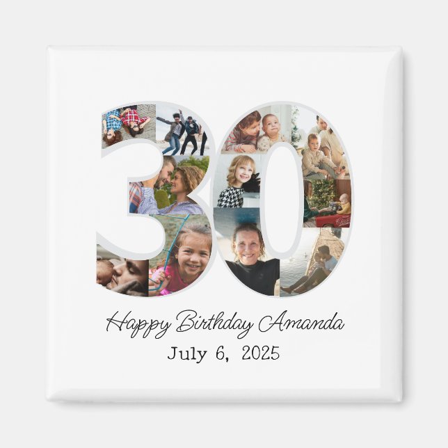 Photo Collage Number 30 - 30th Birthday Magnet (Vorne)