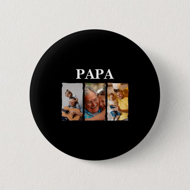 Photo Collage Papa D Gift  Button (Vorderseite)