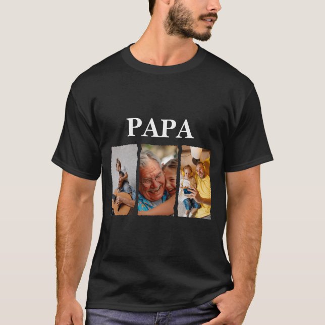 Photo Collage Papa D Gift  T-Shirt (Vorderseite)