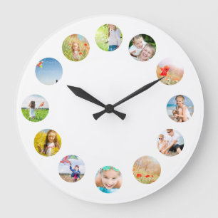 Photo Collage Wall Clock with Your Images Große Wanduhr
