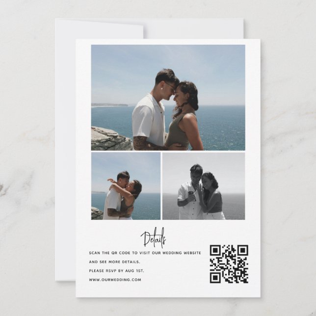 Photo Collage Wedding | Qr Code Invitations Einladung (Rückseite)