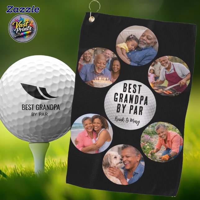Photo Collage with Custom Text Golfhandtuch (Photo Collage with Custom Text Golf Towel)