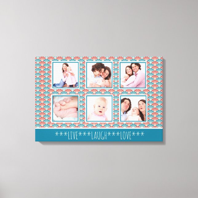 Photo Collage with Decorative Fan Pattern Leinwanddruck (Vorderseite)