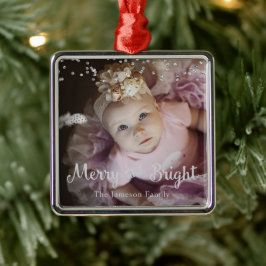 Photo Customized Christmas Silver Dots Frame Ornament Aus Metall