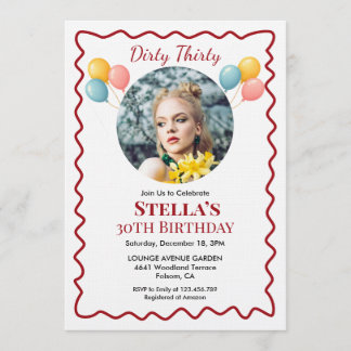 Photo Dirty Thirty 30th Birthday Invitation  Einladung