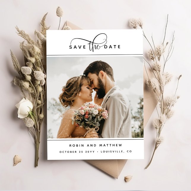 Photo, Elegant Modern Romantic and Minimal Wedding Save The Date (Von Creator hochgeladen)