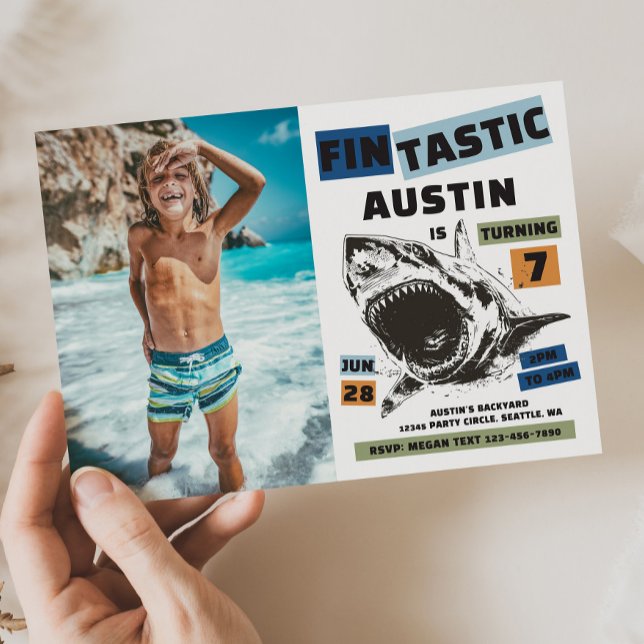Photo Fin-Tastic Shark Birthday Invitation Einladung (Von Creator hochgeladen)
