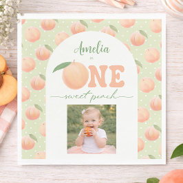 Photo First Birthday Party One Sweet Peach Party Serviette