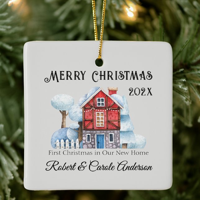 Photo First Christmas in Our New Home Keramikornament (Von Creator hochgeladen)