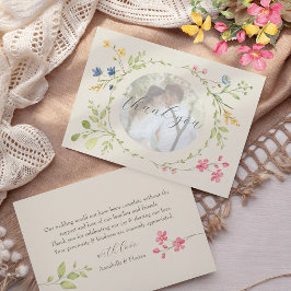 Photo Floral Ivory Wedding Dankeskarte