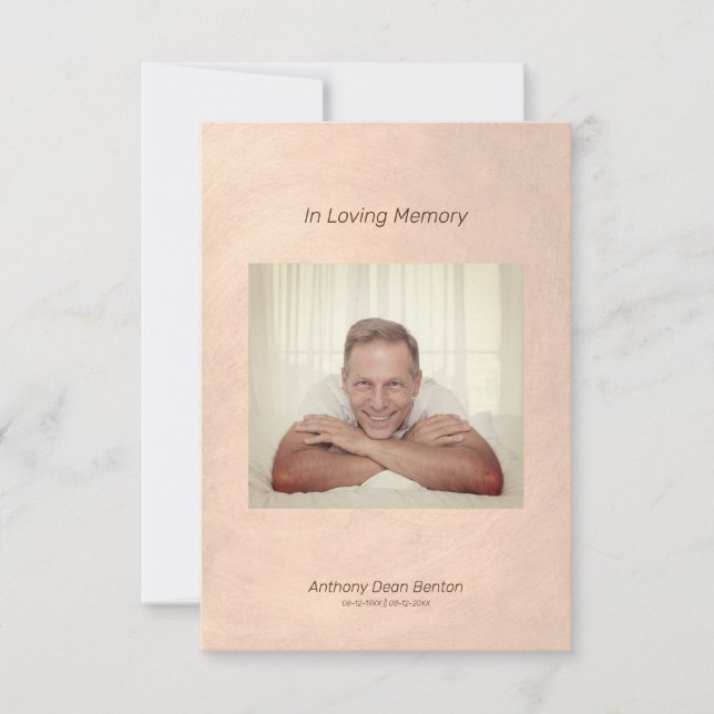 Photo Funeral Invitation Faux Metallic Effect Einladung (Vorderseite)