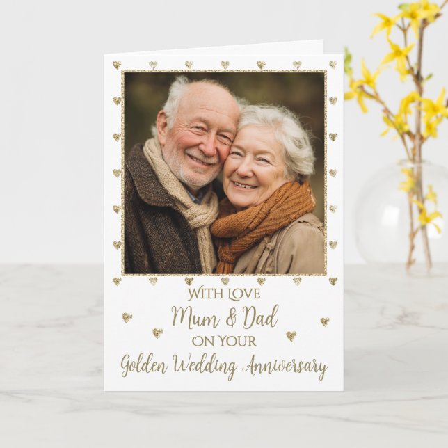 Photo Golden Wedding Anniversary 50 years Card Karte (Gelbe Blume)