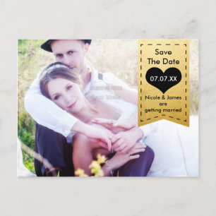 PHOTO Goldfolie & Schwarz SAVE THE DATE Postkarte