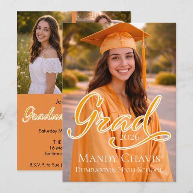 Photo Graduation Announcement and Part Invitation  Einladung (Vorne/Hinten)