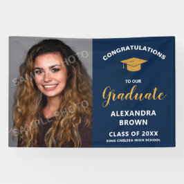 Photo Graduation Announcement Blue Banner