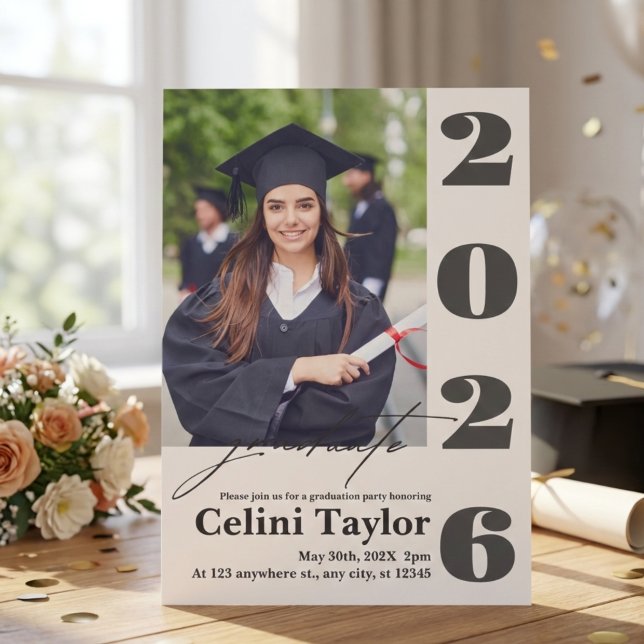 Photo Graduation Party Invitation 2026 - Custom Einladung (Photo Graduation Party Invitation 2026)