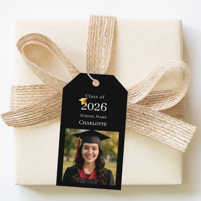 Photo Graduation Party Thank You black Geschenkanhänger (Von Creator hochgeladen)