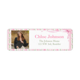 Photo Graduation Return Address Labels Pink Bow