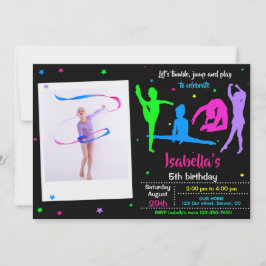 Photo Gymnastics birthday invitation Tumble play Einladung
