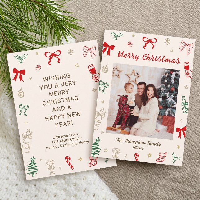 Photo Hand Drawn Christmas Card Einladung (Von Creator hochgeladen)