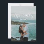 Photo Happy Birthday Card for her/girlfriend/wife Feiertagskarte<br><div class="desc">Modern Happy Birthday greeting card for girlfriend or wife features a handwritten calligraphy font. Add your own photo on the front and romantic message in the backside of the card..</div>