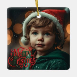 Photo Holiday Elegant Soft Merry Christmas Party Keramikornament