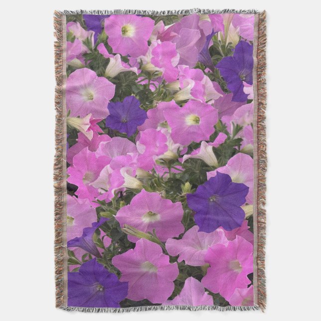 Photo Image Of Morning Glory Pink & Purple Flowers Decke (Vorderseite Vertikal)