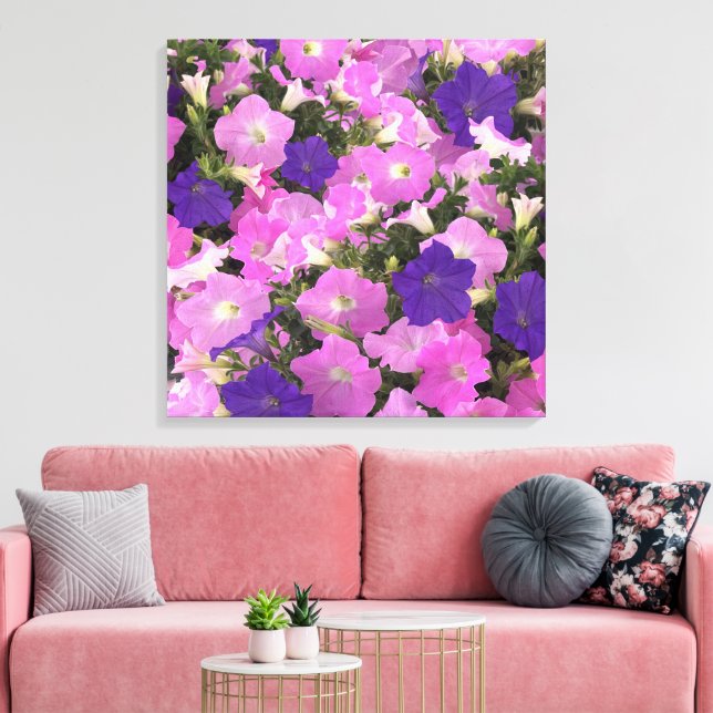 Photo Image Of Morning Glory Pink & Purple Flowers Leinwanddruck (Insitu (Wohnzimmer))