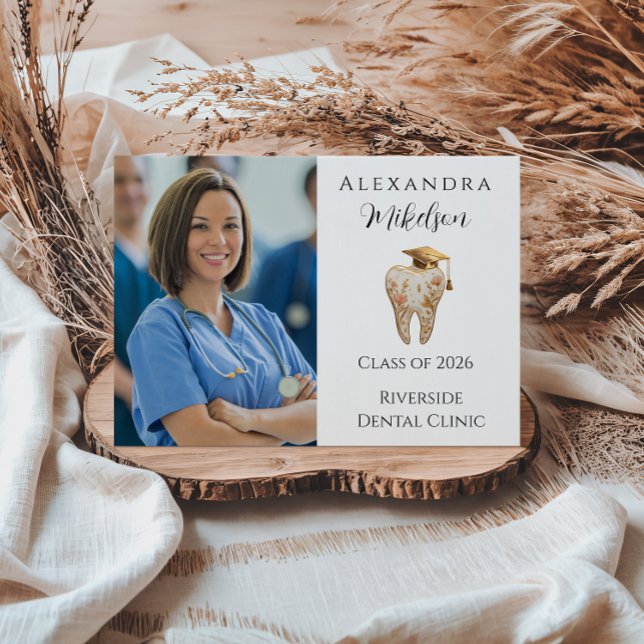 Photo Kintsugi Floral Tooth Graduation Party Ankündigung (Von Creator hochgeladen)