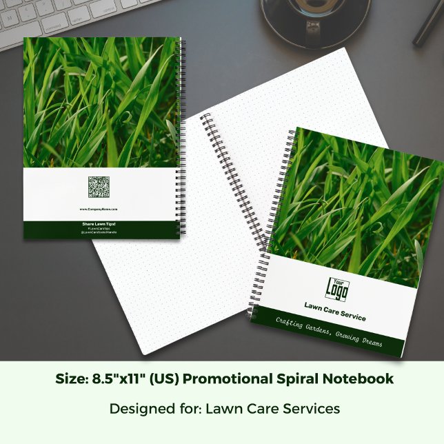 Photo Lawn Care Promotional Logo Motto QR code Notizbuch (Photo Lawn Care Promotional Logo Motto QR code Notebook; Size: 8.5 x 11 Inch US)