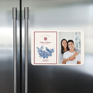Photo Magpie Floral Chinesische Hochzeit Save the Magnet