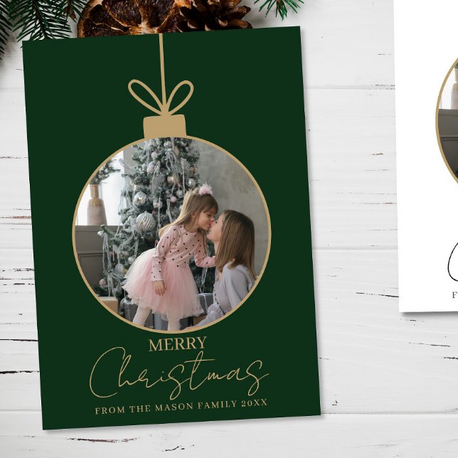 photo Merry Christmas bauble Photo Card Karte (Von Creator hochgeladen)