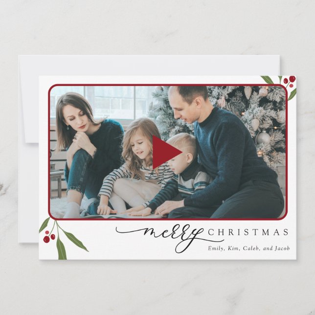 Photo Merry Christmas QR Code Holiday Video (Vorderseite)