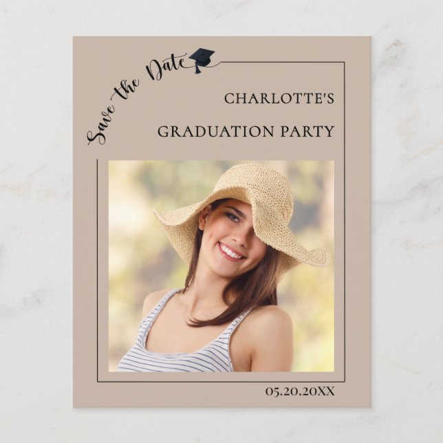 Photo mocha beige Graduation Save the Date Flyer (Vorne)