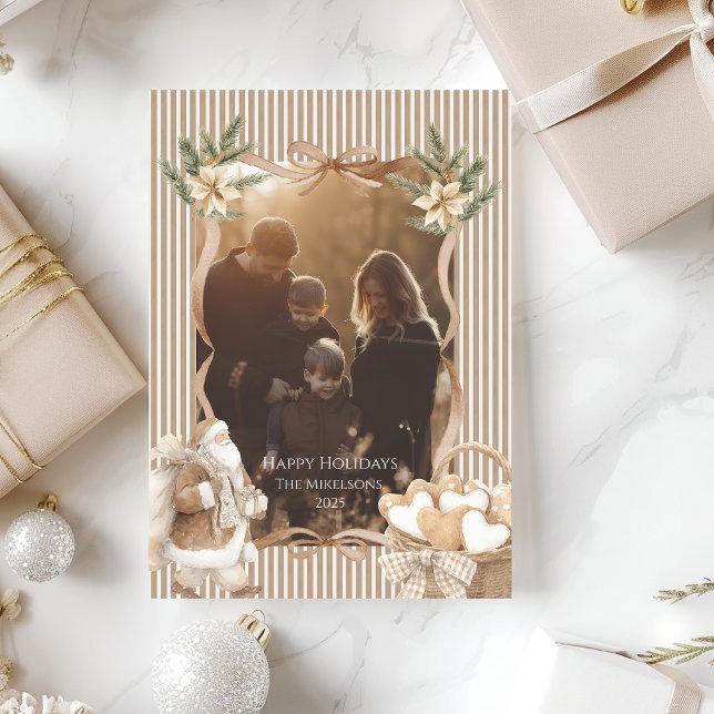 Photo Neutral Poinsettia Christmas Feiertagskarte (Von Creator hochgeladen)