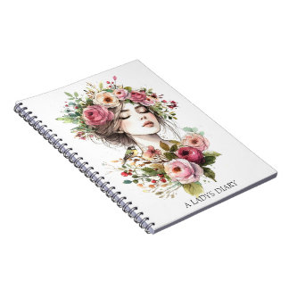 Photo Notebook Diary Women with Roses-Wreath Notizblock