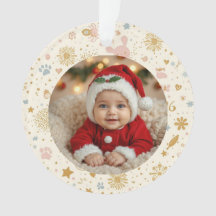 Photo Ornament – Golden Fireworks, Paw Prints