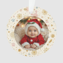 Photo Ornament – Golden Fireworks, Paw Prints