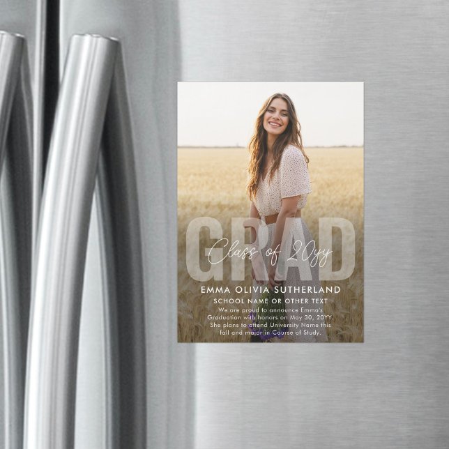 Photo Overlay Magnetic Graduation Announcement Magneteinladung (Von Creator hochgeladen)