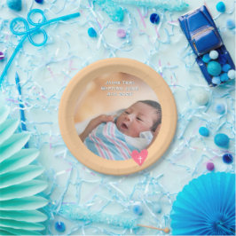 Photo Paper Plate Baptism Orange Shower Pappteller